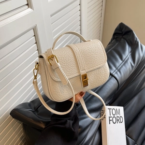 Borsa a Tracolla Vintage da Donna in Pelle PU Grana di Litchi Piccola Borsa Quadrata Con Chiusura in Metallo Tracolla Regolabile Moda Quotidiana