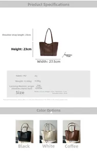Specifiche delle dimensioni per la borsa tote capiente in pelle PU e borsa a tracolla