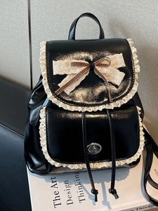 Sac à Dos en Cuir PU Rétro Dentelle Nœud pour Femmes Mini Sac à Dos Style Lolita Vintage Mode Voyage Sac à Bandoulière