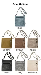 Detailed view of crossbody bags with tassel zippers and wide woven ethnic shoulder straps
