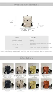 Detailed chart showing backpack dimensions 40x27x16cm and available color options