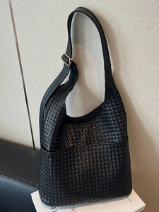 Sac Seau en Cuir PU Tissé pour Femmes Grande Capacité Sac Hobo Bandoulière Automne Hiver Sac à Épaule de Navette Sangle Réglable