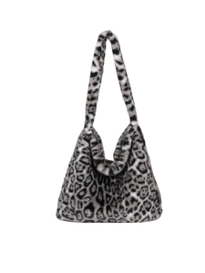 Sac à main fourrure imprimé léopard pour femme, grand sac cabas pelucheux automne hiver