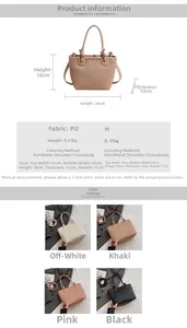 Detailed size and color chart for large capacity woven texture bucket bag in PU material