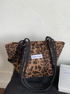 Sac Cabas en Toile Imprimé Léopard Mode Grande Capacité Sac à Main à Bandoulière Décontracté pour Femmes Sac Quotidien