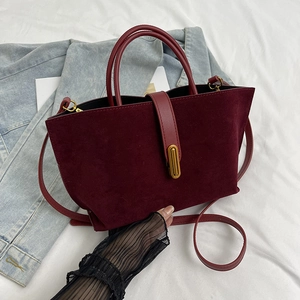 Sac Fourre-tout en Cuir PU Grande Capacité pour Femmes Mode Motif Litchi Sac à Bandoulière Vintage Avec Verrou en Métal