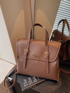 Women Retro Contrast Color PU Leather Backpack Large Capacity Commuter Handbag Versatile Travel School Bag With Decorative Buckle