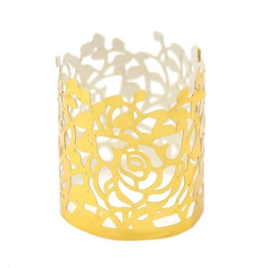 Golden laser-cut rose floral paper napkin ring for elegant wedding table settings