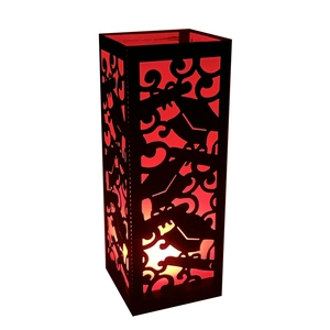 Black laser-cut hollow paper lampshade with traditional cloud patterns and warm LED light