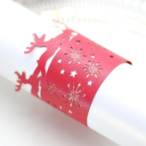 Laser Cut Paper Napkin Rings Christmas Reindeer Snowflake Hollow Out Napkin Holder Rings For Wedding Party Table Decor