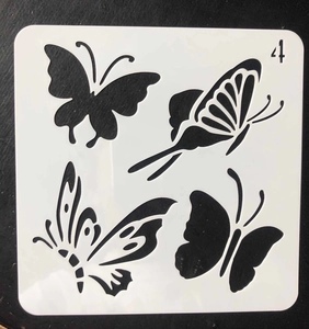 Transparent PET butterfly drawing template with four hollow laser cut patterns No. 4