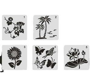 Reusable PET Hollow Out Painting Stencils Morning Glory Coconut Tree Sunflower Butterfly Lotus Drawing Templates For DIY Crafts Cake Decorating Art Projects