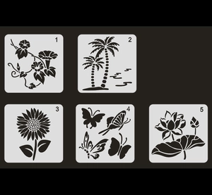 Reusable PET Plastic Hollow Drawing Stencils Assorted Botanical Butterfly Flower Designs For DIY Painting School Decor