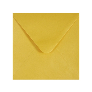 Square pearlescent gold envelope with elegant triangular flap and shimmering finish
