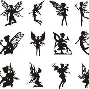 Laser Cut Fairy Silhouette Cards Black Cardboard Elf Angel Wing Butterfly Unicorn Decoration For DIY Party Bottle Decor