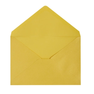 Classic yellow paper envelope with triangular flap design shown on white background