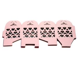 Pink laser cut wedding candy box with heart pattern on premium pearlescent cardstock