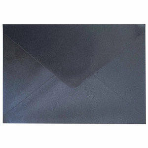 Premium dark grey pearlescent paper envelope with classic V-flap for luxury invitations