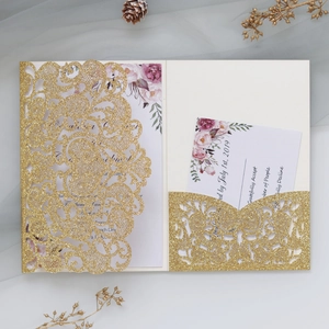 Laser Cut Hollow Wedding Invitation Cards With Glitter Paper Envelope Inner Sheets For Bridal Shower Engagement Party Supplies