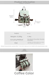 Detailed dimension guide for brown plaid backpack with 30cm height and multiple carry modes