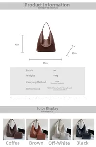 Detailed size specifications for a large capacity lychee texture hobo shoulder bag