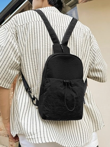 Fashion Nylon Mini Backpack Convertible Chest Bag Lightweight Drawstring Shoulder Bag Casual Commuter Daypack For Men Women