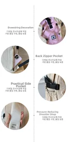 Close-up of backpack features including anti-theft pocket and breathable mesh straps