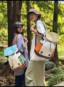 Outdoor leisure backpack with color-blocking design and waterproof nylon texture