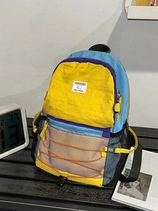 Lightweight Kids Outdoor Backpack Color Block Contrast Color School Bag Water Repellent Nylon Trekking Daypack For Teens