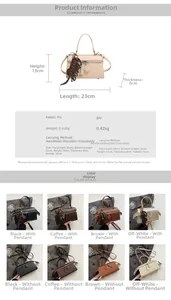 Detailed size chart and specifications for the stylish double-zipper pillow handbag