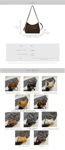 Detailed size chart and multi-color selection of woven PU leather hobo shoulder bags