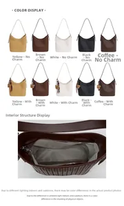 Detailed interior zipper compartment and color selection of woven bucket bags