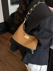 French vintage quilted chain bag with gold twist lock for crossbody or shoulder wear