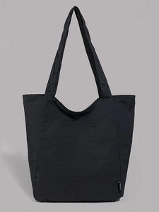 Sac Fourre-Tout en Nylon Plissé de Grande Capacité pour Femmes Sac à Bandoulière Décontracté Léger pour l'école Travail Shopping Minimaliste