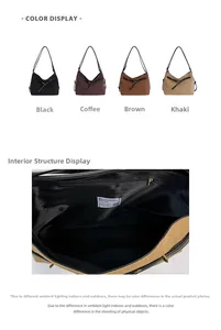 Detail view of large tote bag interior features and multi-color options display