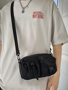 Women black utility crossbody bag with multi-pockets and adjustable shoulder strap