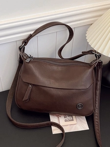 Women Retro PU Leather Small Square Crossbody Bag Vintage Maillard Style Shoulder Bag Simple Fashion Tote Handbag Daily Wear