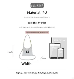 Spécifications de taille et détails de capacité du sac à main en cuir PU blanc