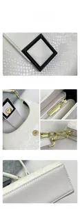 Détails du sac en cuir blanc embossé serpent avec fermoir et boucles dorées