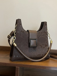 Women Snake Pattern PU Leather Small Square Crossbody Bag Vintage Metal Buckle Large Capacity Shoulder Handbag Commuting Fashion Purse