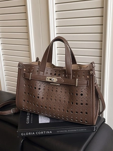 Women Fashion Laser Cut Out Hollow Tote Bag PU Leather Crossbody Bag With Inner Pouch Stylish Commute Shoulder Bag Daily Handbag