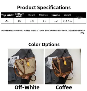 Tableau des tailles pour sac seau en PU avec dimensions et détails du sac à main