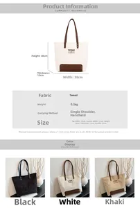 Tabella taglie borsa tote grande in velluto a coste 38x30x12cm con tre opzioni di colore