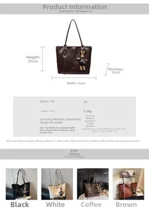 Guida dettagliata alle taglie per la grande borsa tote vintage in pelle PU