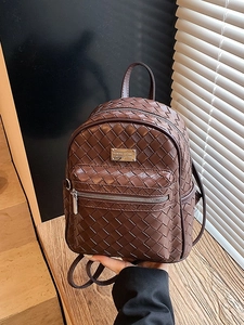 Zaino da Donna in Pelle PU Intrecciata di Moda Plaid di Fascia Alta Grande Capacità Casual Viaggio Borsa da Scuola per Donna