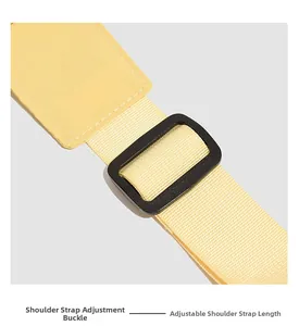 Detailed macro view of adjustable nylon strap with leather reinforcement on a crossbody bag