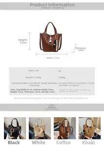 Spécifications de taille et options de couleur du sac seau à texture tissée