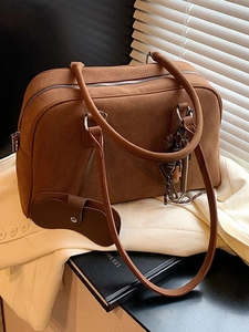 Borsa Boston Vintage in Pelle PU Smerigliata per Donna Grande Capacità Borsa a Tracolla Con Ciondolo Casual Pendolarismo Borsa a Cuscino Tote Bag