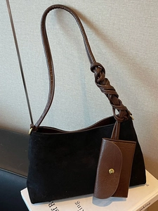 Women Vintage Suede Underarm Bag With Detachable Pouch Large Capacity Shoulder Tote Purse For Daily Use Autumn Winter Fashion