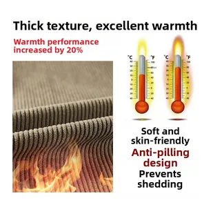Detail of dark khaki corduroy fabric with enhanced warmth and anti-leakage design